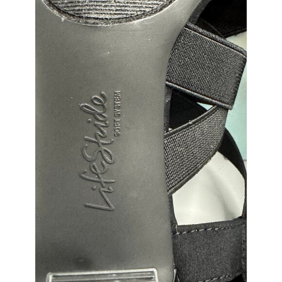 LifeStride Charlotte Black Slingback Block Heel Sandals Size 6.5W - Picture 8 of 13